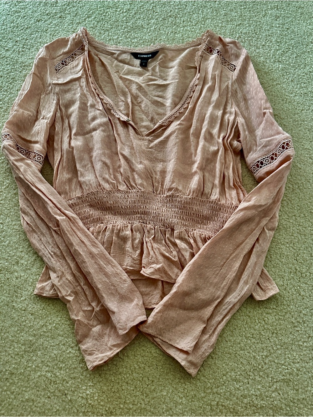 Express Women’s Long Sleeve Blouse in Blush Tan $11